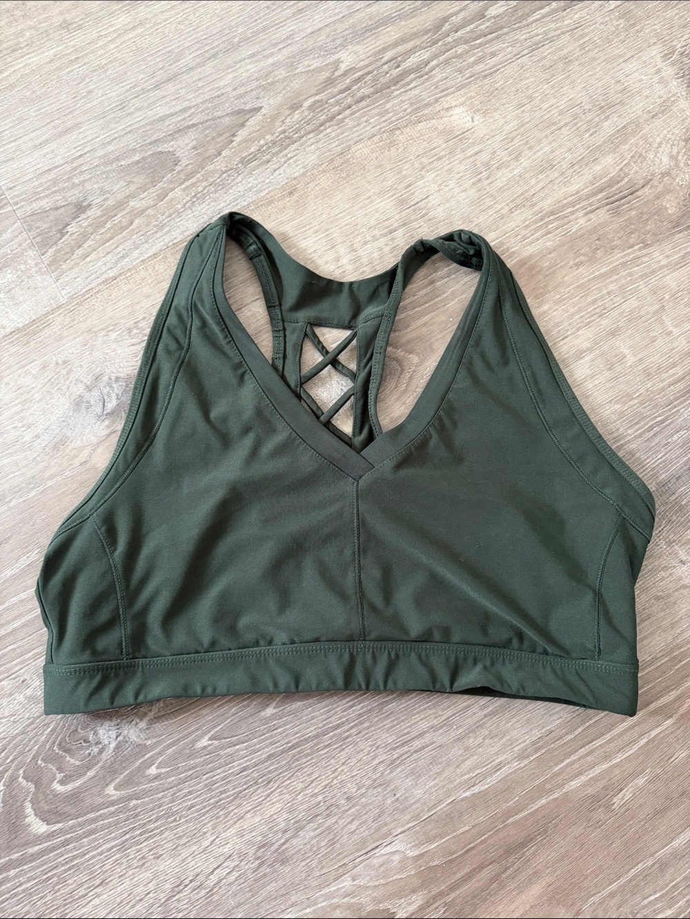 Avia Olive Green Crisscross V-Neck Sports Bra
